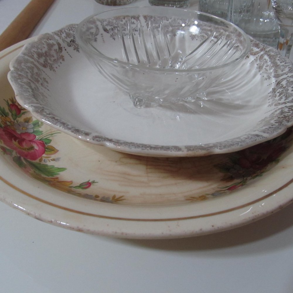 Plates, China, Bowls, Floral, Silver pattern